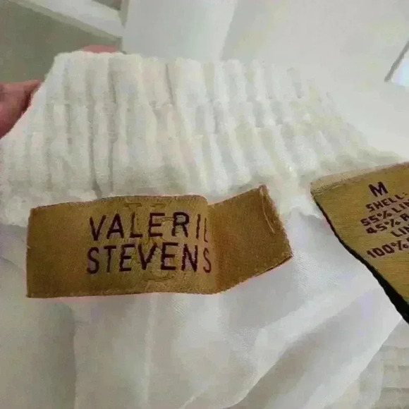 Valerie Stevens White Linen Blend Wide Leg Casual Comfy Cozy Crop Pants Medium - Picture 7 of 8